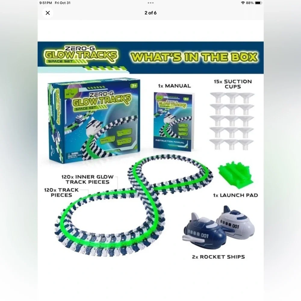 USA Toyz Zero G Space Glow Race Track for Kids- 258pc